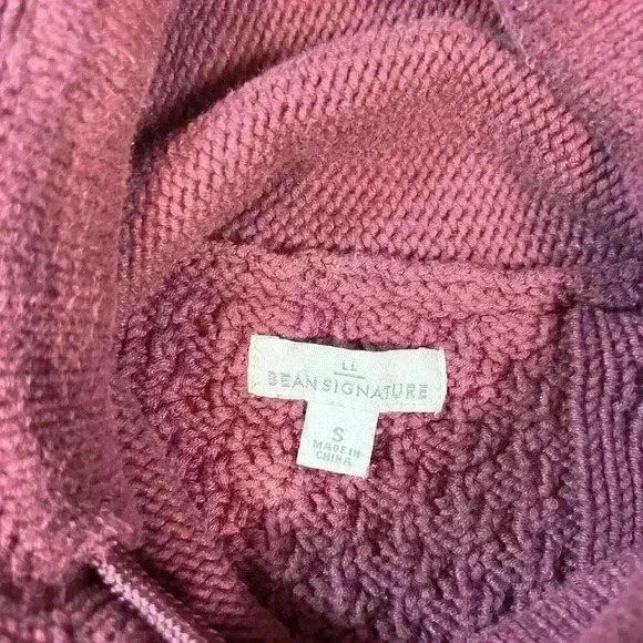 LL BEAN Signature Knit Cotton Funnel Neck Fisherman Sweater Pullover Women Small - Picture 7 of 12